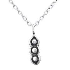 NEW Solid Sterling Silver 4mm Pea Pod Tiny Pendant 18" Necklace 1.55g Edamame