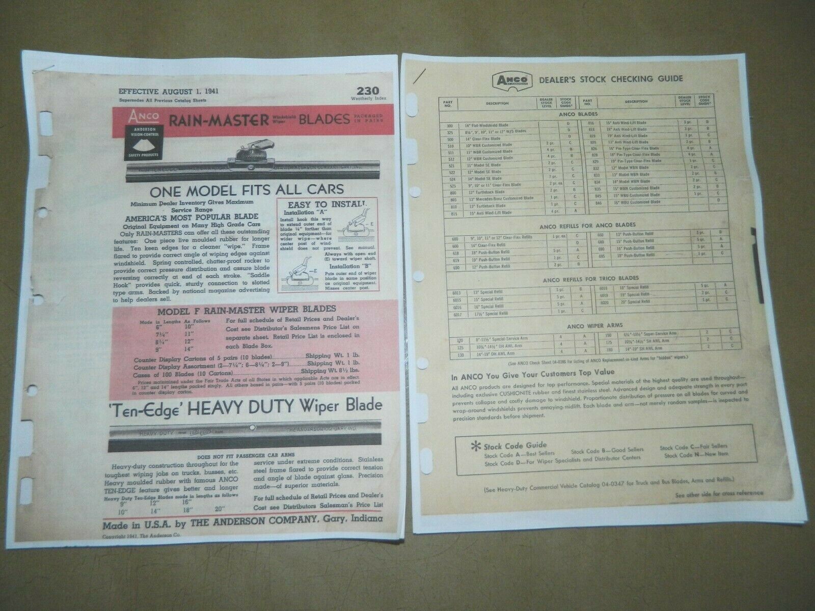 1935 36 37 38 39 40 41 ANCO Wiper Blades_Arms_Specs Application Catalog