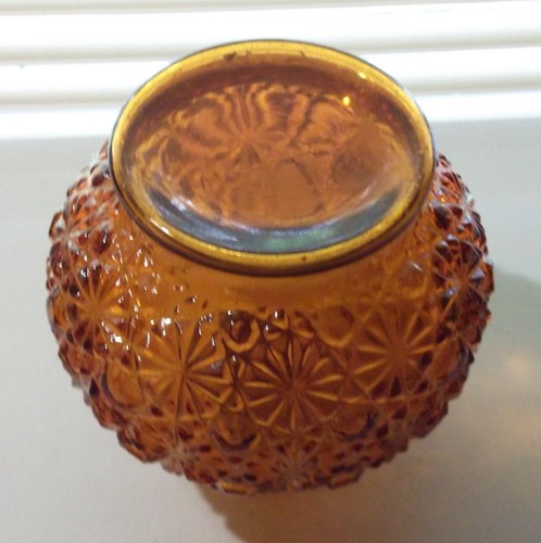 Vintage LE Smith Amber Daisy & Button Hurricane Lampenfuß - Bild 4 von 6