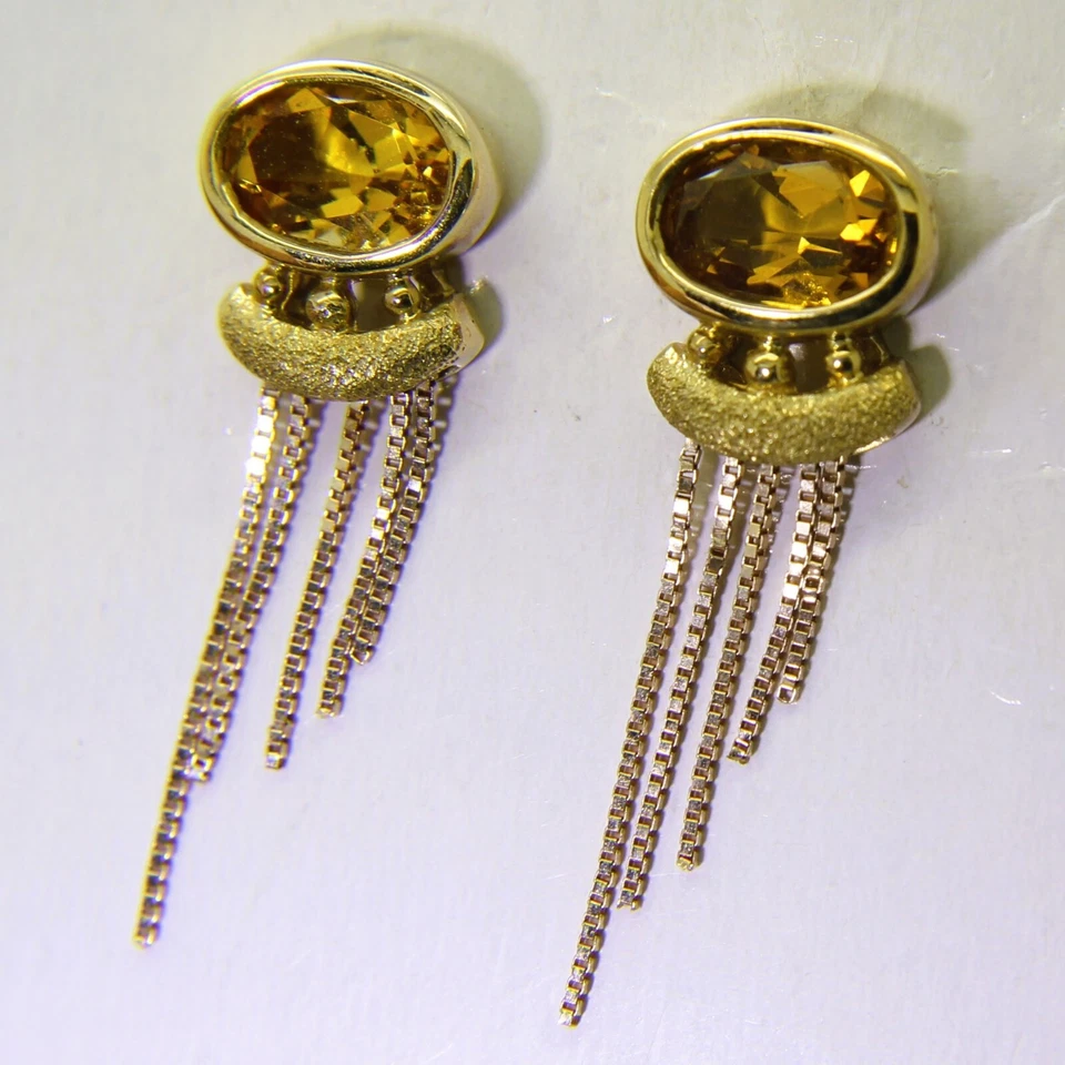 Bonitos pendientes cuentagotas con borla de oro amarillo de 9 quilates de citrino Foto 2 de 4