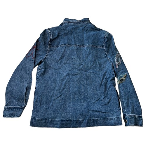 Alfred Dunner Embroidered Floral Denim Jean Jacket Size 6P Button Up Medium Wash - Picture 6 of 8