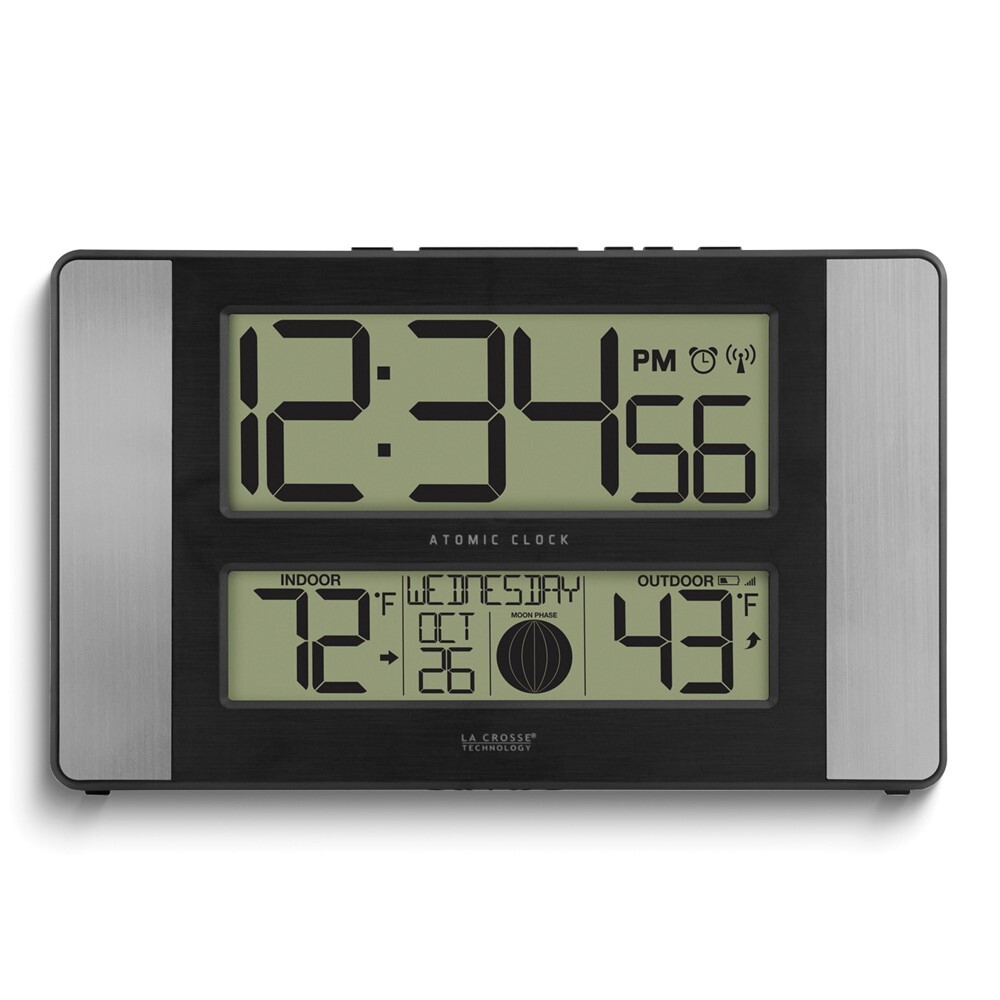 Atomic Digital Wall Clock with Temperature and Moon Phase