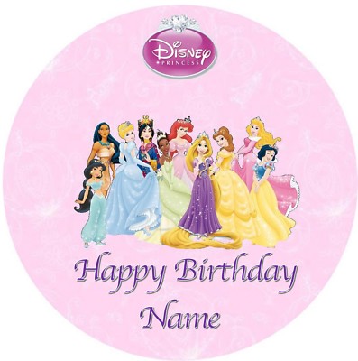 Disney Princess Edible Birthday Party Cake Decoration Topper Round ...