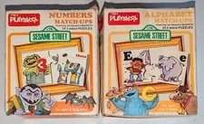  2 Playskool Sesame Street Numbers  Alphabet Match-Ups 24x 2pc Puzzles Muppets