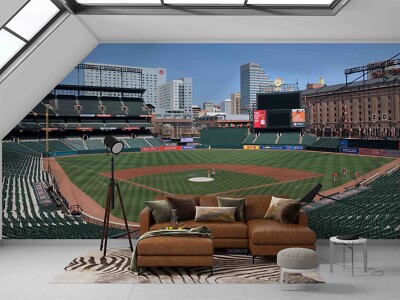 3D Baseball Stadium Sky Self-adhesive Removeable Wallpaper Wall Mural