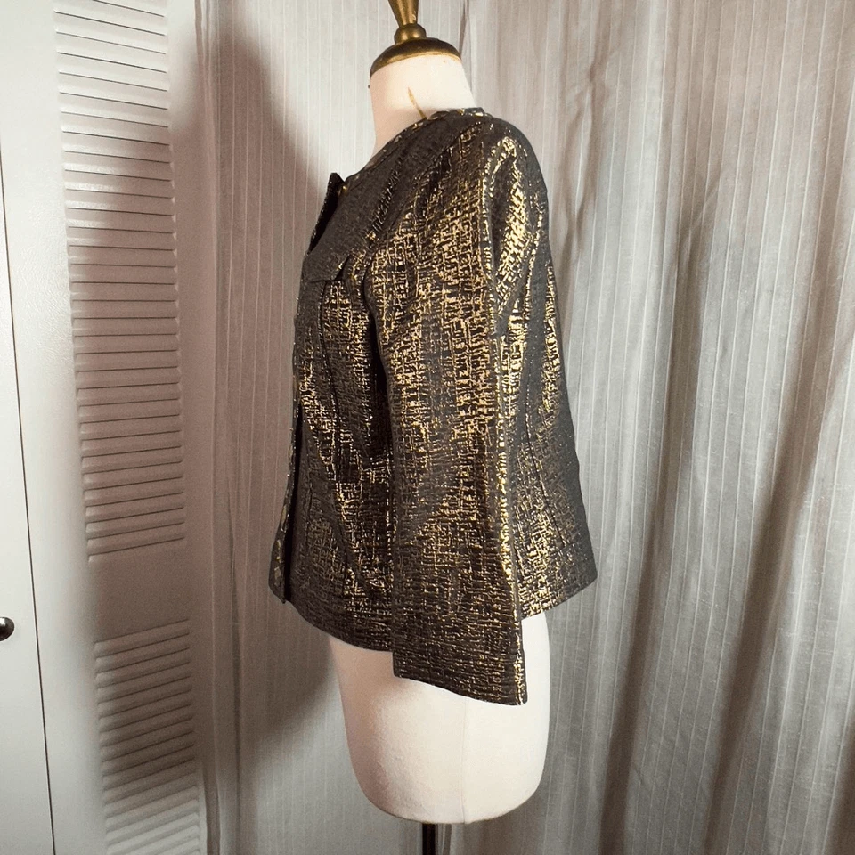 Ruby Rd | Para mujer | Blazers | Talla 10 | Blazer adornado con piedras preciosas doradas negras Foto 3 de 4