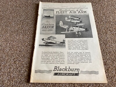 FABK1 WERBUNG 11X8 BLACKBURN FLUGZEUG - TH BLACKBURN BAFFIN 1933-1938