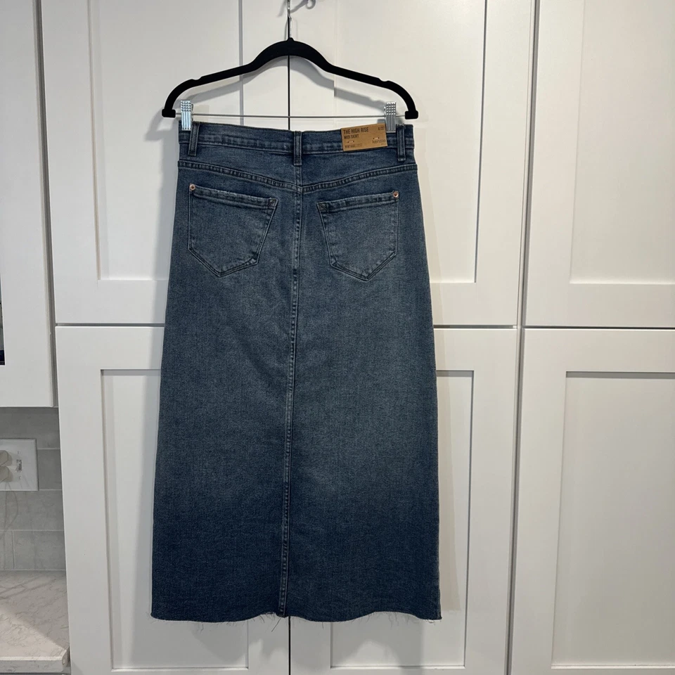 Nueva falda midi Kensie Jeans para mujer talla 4/27 abertura vintage azul de lujo denim nueva con etiquetas Foto 2 de 4