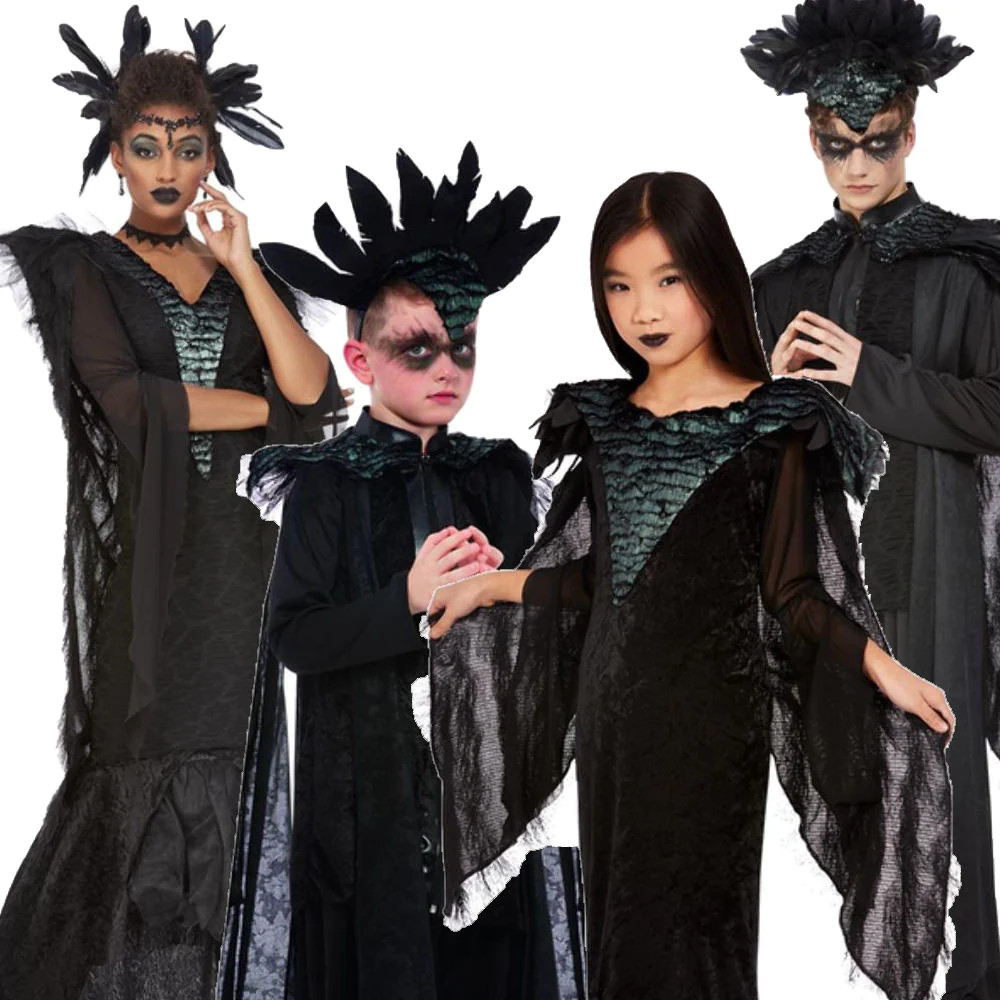 Lujo Cuervo Disfraz de Reina Bruja Malvada Niño Adulto Halloween Disfraz