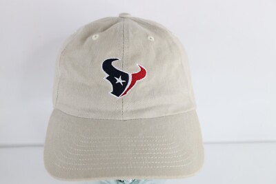 Vintage Faded Houston Texans Football Adjustable Strapback Hat Cap Beige Cotton