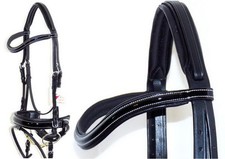 FSS PATENT Leather BLACK Padded JET GLOSS Comfort WHITE STITCH Dressage Bridle