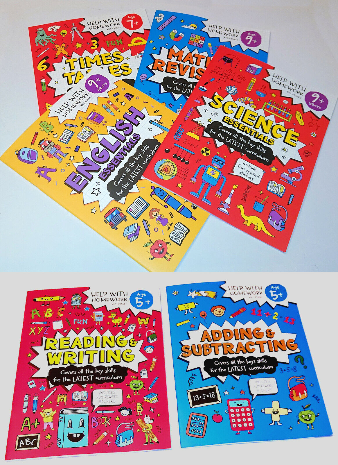 9+　Maths　KS2　AGES　Tables　HELP　English　Science　WITH　Stage　Key　HOMEWORK　BOOK　eBay