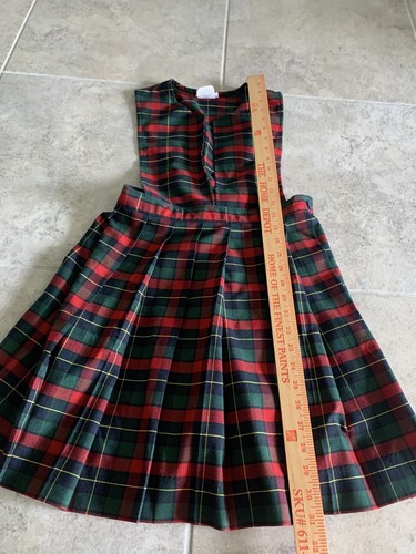 Becky Thatcher Girls Uniform Jump Dress Size 7 1/2 Red Blue Plaid - Picture 5 of 6