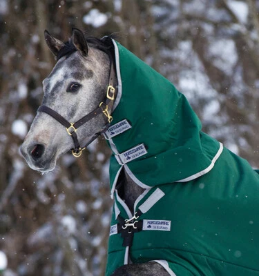Horseware Rambo Original Turnout Hood Neck Cover Light 0g Green/Navy/Burgundy