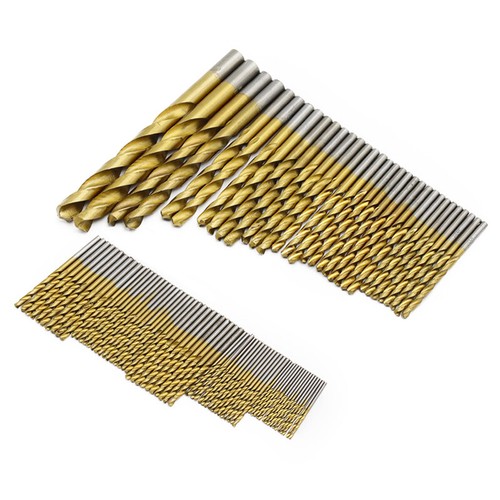 50/99PCs Multi Drill Bit Set HSS Titanium Coated Bits Twist Metal Hole ...