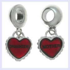 Sterling Silver Mother Daughter Love Red Heart Bead for European Charm Bracelet
