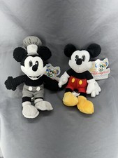 Disney 2000 Small Steamboat Willie  Pie Eyed Mickey Mouse Lot 2 Bean Bag NWT