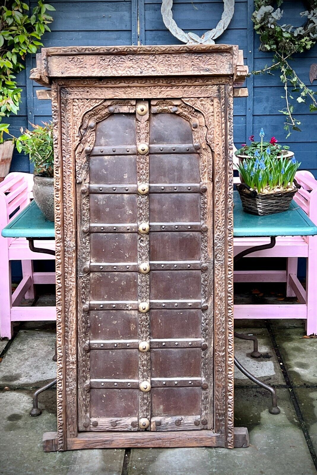 ANTIQUE INDIAN SHUTTERED WINDOW. ARCHITECTURAL SALVAGE FROM HAVELI, SHEKHAWATI.