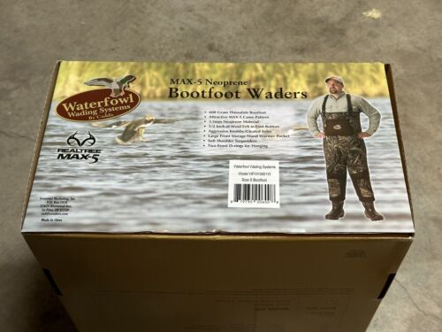 Bootfoot Wader Caddis Waterfowl Max-5 Camo Neoprene Chest Waders Size 8 - New! - Picture 3 of 8