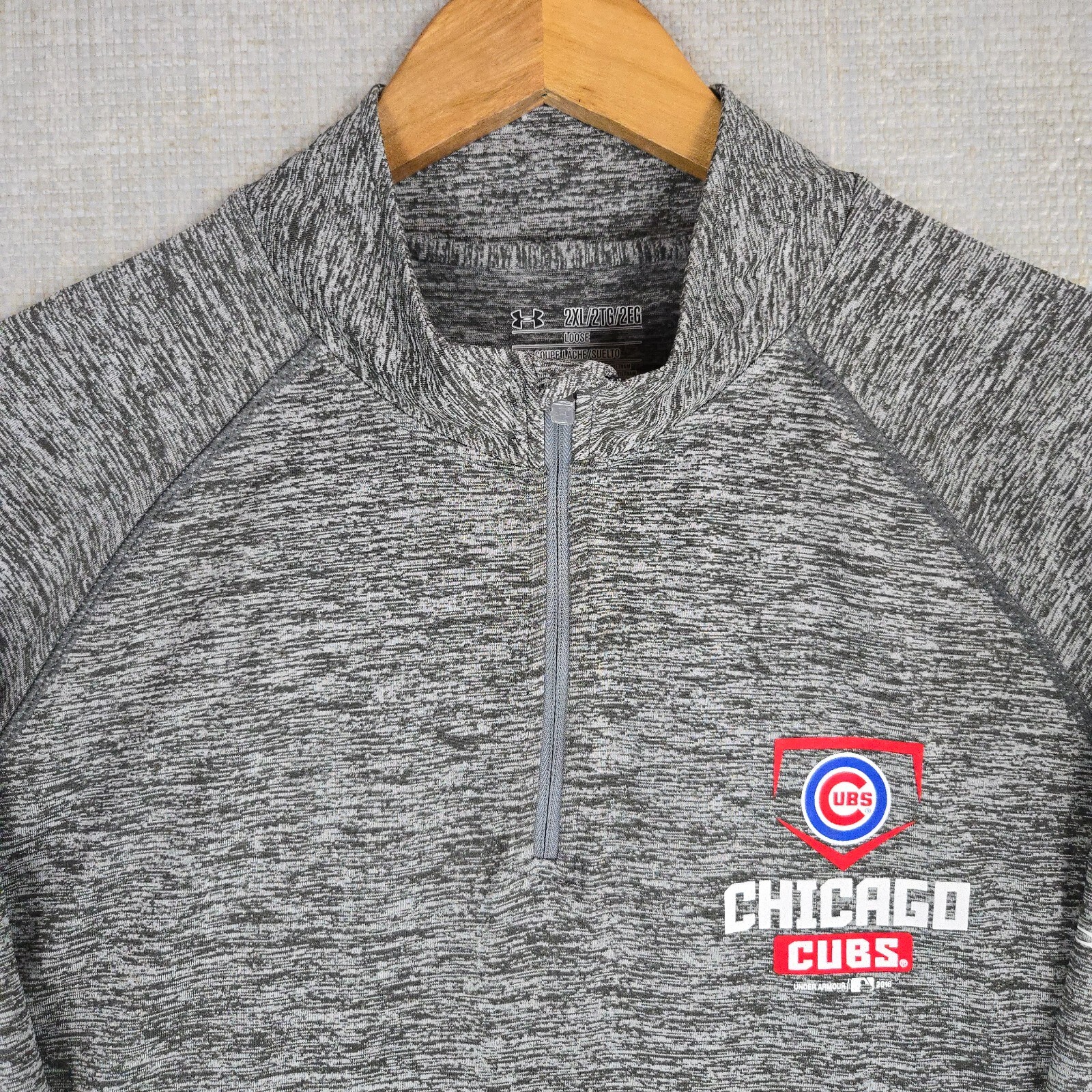 UNDER ARMOUR x CHICAGO CUBS Sz 2XL Lightweight HeatGear 1/4 Zip Pullover Mens image 3