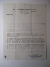 1947 Letter RKO RADIO PICTURES About 100th Anniversary THOMAS A. EDISON