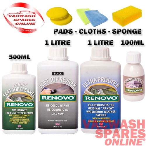 RENOVO SOFT TOP 1L KIT CLEANER BLACK REVIVER ULTRA PROOFER