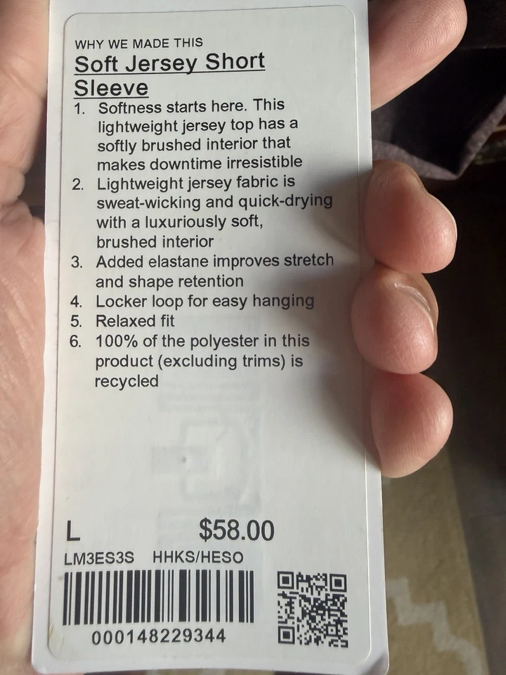 Camiseta Lululemon Para Hombre Grande Marrón Súper Suave Jersey Manga Corta NUEVA Con Etiqueta Foto 3 de 4