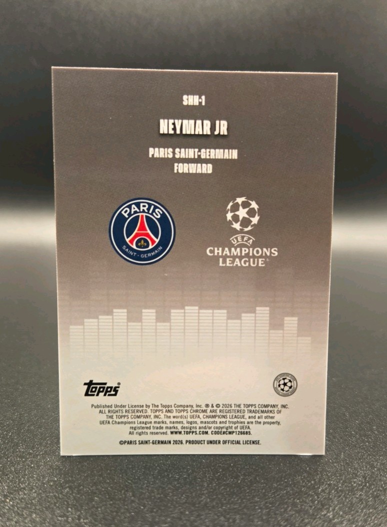 Topps 2026 Chrome UEFA Champions League Neymar Jr PSG Silenced SHH-1 70/75 view 3