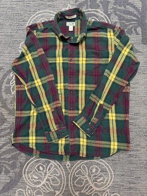 L.L.Bean Green Plaid Button-Up Shirt Size L #flannel #outdoor
