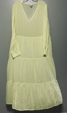 A New Day Tiered Dress Sz L Maxi Long Sleeve Boho Lined Beach Resort