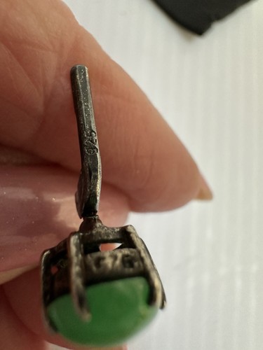 VINTAGE 1980er 925 STERLINGSILBER & JADE HEBELVERSCHLUSS 1" LANGE OHRRINGE - Bild 13 von 21