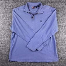 VTG Chaps Pullover Mens Large Blue Quarter Zip Sweater Crest Logo Cotton Casual