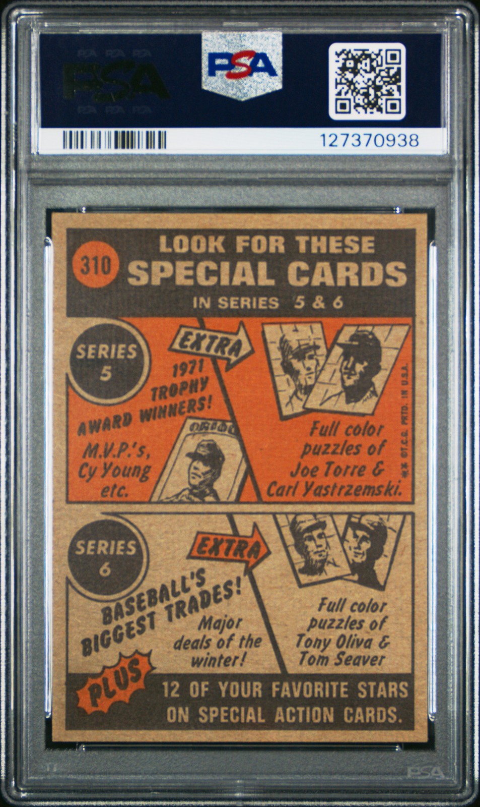 1972 TOPPS IN ACTION #310 ROBERTO CLEMENTE PSA 8 view 2