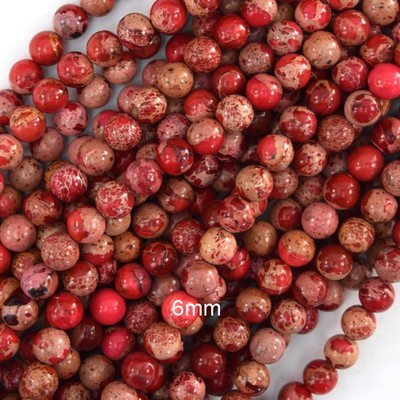 Red Sea Sediment Imperial Jasper Round Beads Gemstone 15'' Strand 6mm 8mm 10mm