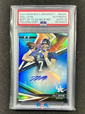 WILL LEVIS 2022 Bowman Best Blue Refractor Autograph /150 Kentucky PSA 10 Auto