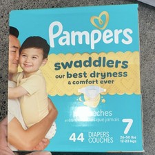 Pampers Swaddlers Basic Diapers Size 7 44 Count 26-50lbs Unisex White