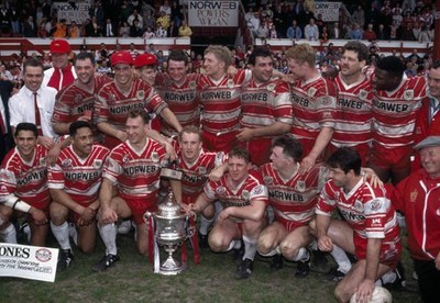 Old Large Rugby League Photo Wigan Team 1992 League Championship Win