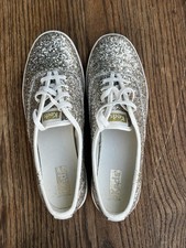 KEDS Women  s Gold Glitter Celebration Lace Up size 7 sparkly kicks wedding