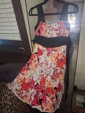 Multicolor Floral Sleeveless A-Line Knee Length Bow Accent Women's Dress