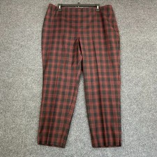 TALBOT'S Womens Heritage Wool Lined Dress Pants Black Red Plaid Stretch Size 16P