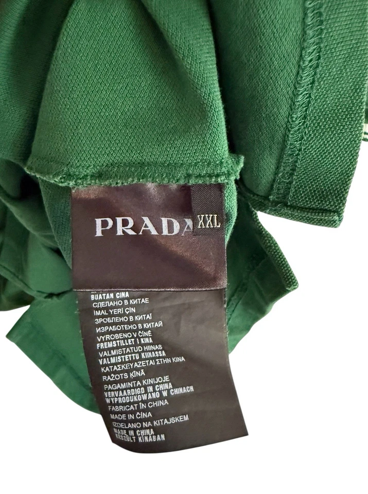 Camisa Polo Prada Verde Esmeralda Bordada Rinoceronte Cuello Punta Rara XXL Foto 3 de 4