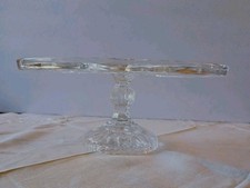 Vintage 11" Crystal Round Cake Stand Great Size For Larger Cakes Or Pies