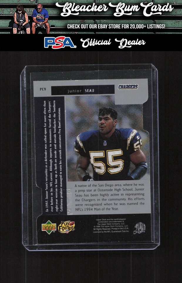 1998 Black Diamond PC9 Junior Seau Premium Cut Quadruple Vertical - Image 2 of 2