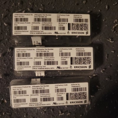 Lot of 3 Ericsson RDH 102 70/1 SFP+Optical Transceiver CPRI&10GBASE-BX20 -U SFP+