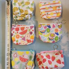 Fruit print coin purses with keychain