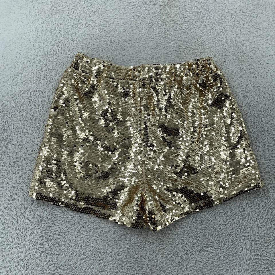 Pantalones Cortos Sinceramente Jules Lentejuelas Doradas Para Mujer Grandes Forrados Cintura Elástica Fiesta Glamour Foto 2 de 4