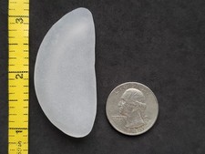 GENUINE BEACH SEA GLASS SURF TUMBLED WHITE CLEAR HALF BOTTOM FROSTED PENDANT V01