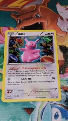 Pokemon Ditto XY Black Star Promo XY40 Cosmos Holo Rare Pink Pikachu DAMAGED