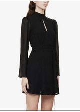Reformation Gothic Black Wrap Dress Womens M Viscose Romantic Vamp Luxury.    Y