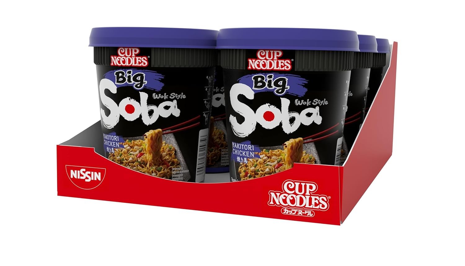 Nissin Cup Noodles Soba BIG Yakitori Chicken Instant-Nudeln 6er Pack 6 x 113 g